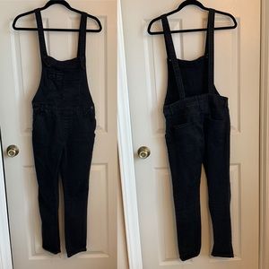 Free People black denim overalls